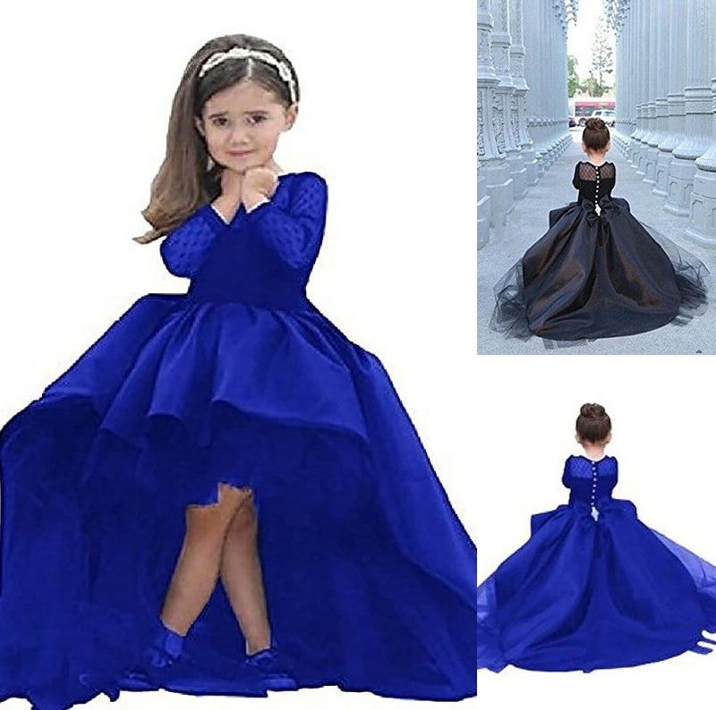 Train Sweep/Brush Sash/Ribbon/Belt Sleeves Ball Gown Satin Scoop Long Flower Girl Dresses