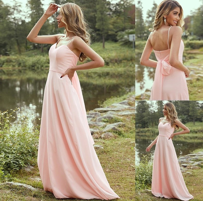 Chiffon A-Line/Princess Sweetheart Sleeveless Sash/Ribbon/Belt Floor-Length Bridesmaid Dresses