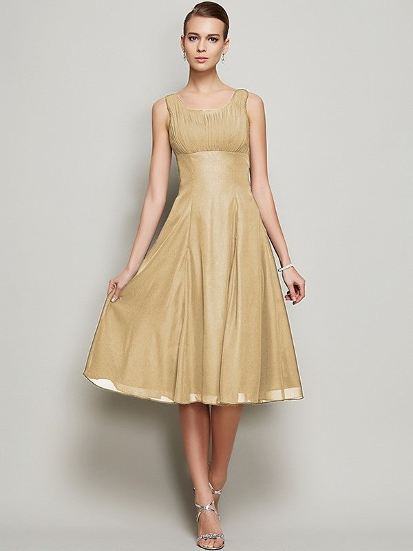 Sleeveless A-Line/Princess Pleats Straps Short Chiffon Bridesmaid Dresses