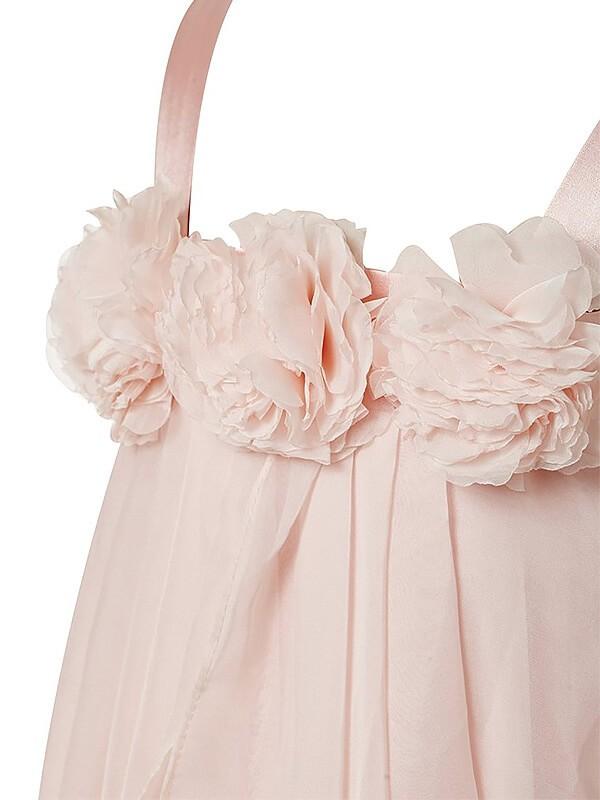 Princess Pink A-Line Chiffon Sleeveless Floor-Length Flower Girl Dress GD00007